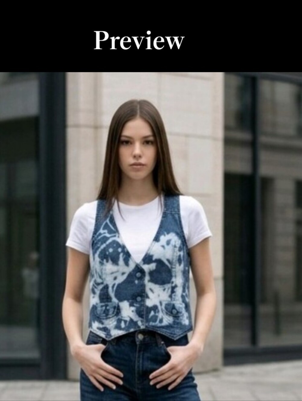 Forever 21 Dark Blue/White Camu Vest Size S